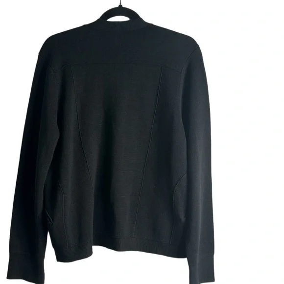 Eileen fisher slik cotton blend zip up knit jacket shirt L black quilt luxury - Picture 2 of 10